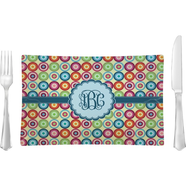 Custom Retro Circles Rectangular Glass Lunch / Dinner Plate - Single or Set (Personalized)