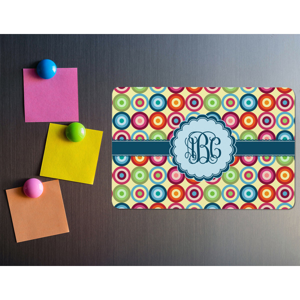 Retro Circles Rectangular Fridge Magnet - LIFESTYLE