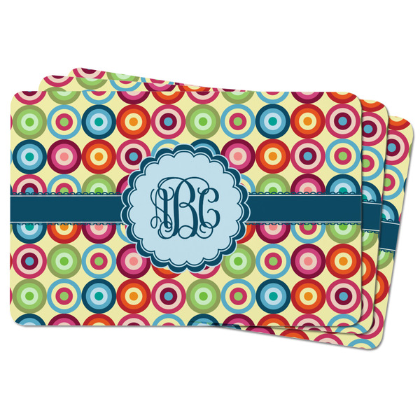 Retro Circles Rectangular Fridge Magnet - THREE