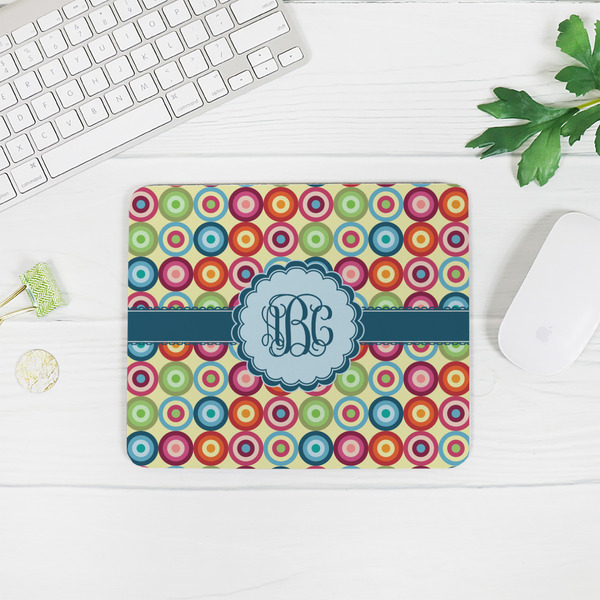 Retro Circles Rectangular Mouse Pad - LIFESTYLE 2