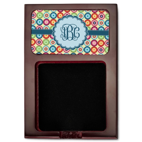 Retro Circles Red Mahogany Sticky Note Holder - Flat