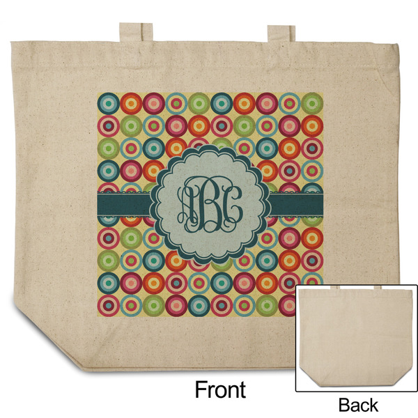 Retro Circles Reusable Cotton Grocery Bag - Front & Back View