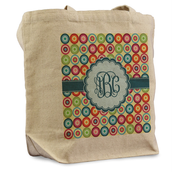 Custom Retro Circles Reusable Cotton Grocery Bag (Personalized)
