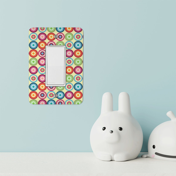 Retro Circles Rocker Light Switch Covers - Single - IN CONTEXT