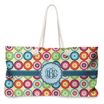 Retro Circles Large Tote Bag with Rope Handles (Personalized)