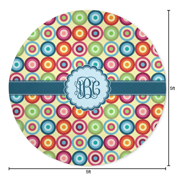 Retro Circles Round Area Rug - Size