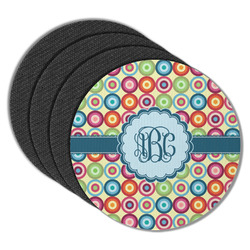 Retro Circles Round Rubber Backed Coasters - Set of 4 (Personalized)