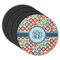 Retro Circles Round Rubber Backed Coasters - Set of 4 (Personalized)
