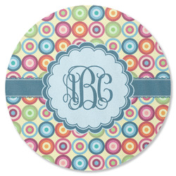 Retro Circles Round Rubber Backed Coaster (Personalized)