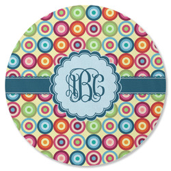 Retro Circles Round Rubber Backed Coaster (Personalized)
