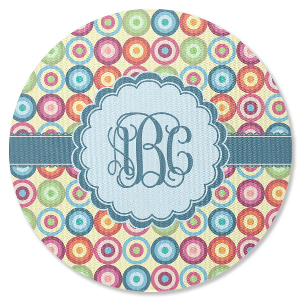 Retro Circles Round Coaster Rubber Back - Single