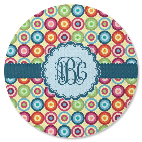 Custom Retro Circles Round Rubber Backed Coaster (Personalized)