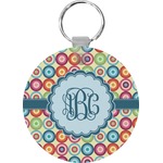 Retro Circles Round Plastic Keychain (Personalized)