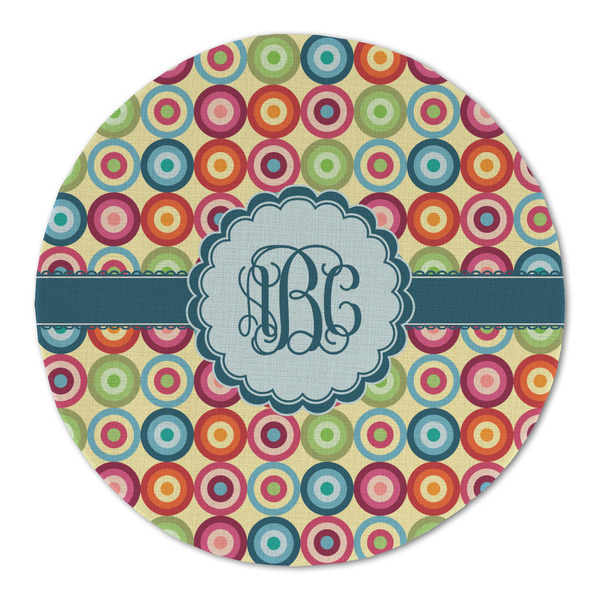 Custom Retro Circles Round Linen Placemat - Single Sided (Personalized)