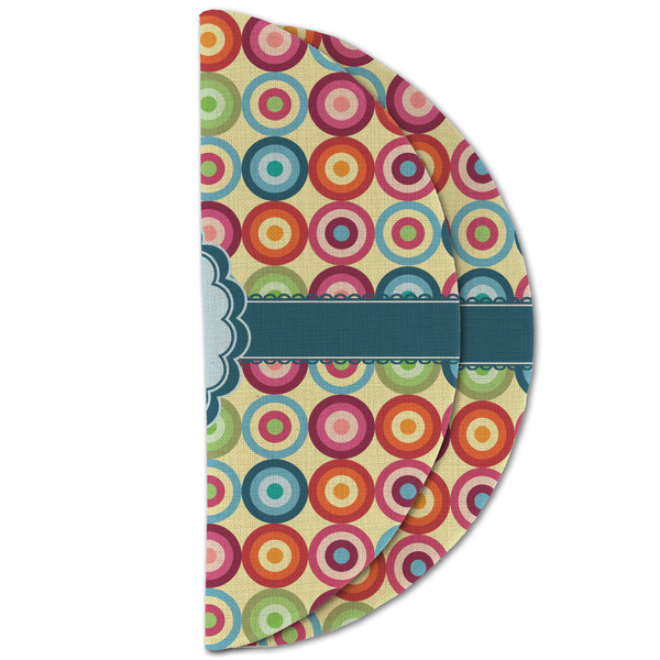 Retro Circles Round Linen Placemats - HALF FOLDED (double sided)