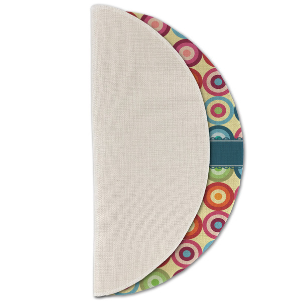 Retro Circles Round Linen Placemats - HALF FOLDED (single sided)