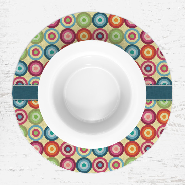 Retro Circles Round Linen Placemats - LIFESTYLE (single)