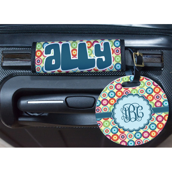 Retro Circles Round Luggage Tag & Handle Wrap - In Context