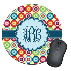 Retro Circles Round Mouse Pad (Personalized)