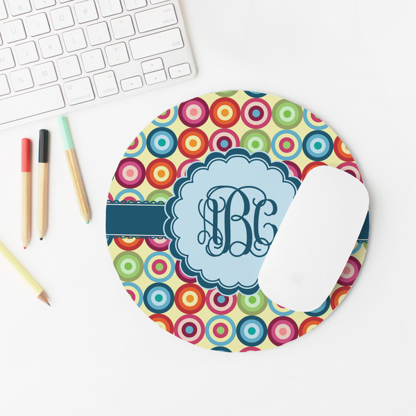 Retro Circles Round Mousepad - LIFESTYLE 2