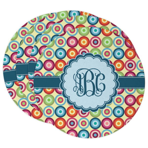 Custom Retro Circles Round Paper Coasters w/ Monograms
