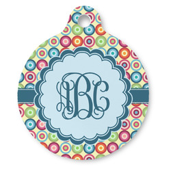 Retro Circles Round Pet ID Tag - Large (Personalized)