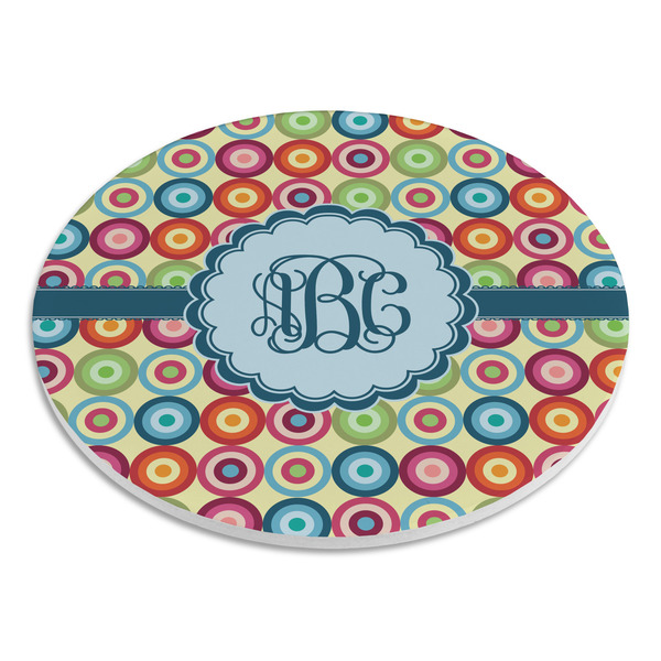 Retro Circles Round Stone Trivet - Angle View