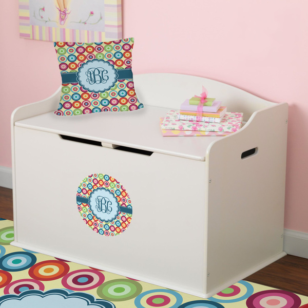 Retro Circles Round Wall Decal on Toy Chest