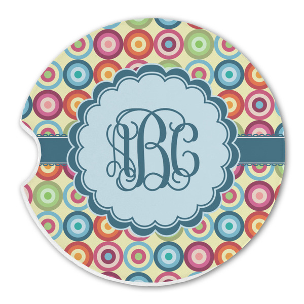 Retro Circles Sandstone Car Coaster - Single