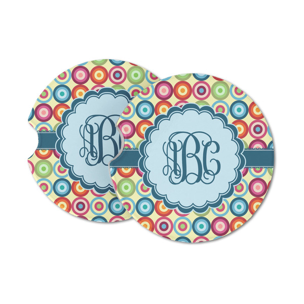 Custom Retro Circles Sandstone Car Coasters (Personalized)