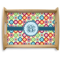 Retro Circles Natural Wooden Tray - Large (Personalized)