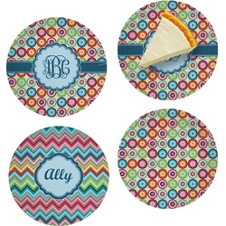 Retro Circles Set of 4 Glass Appetizer / Dessert Plate 8" (Personalized)
