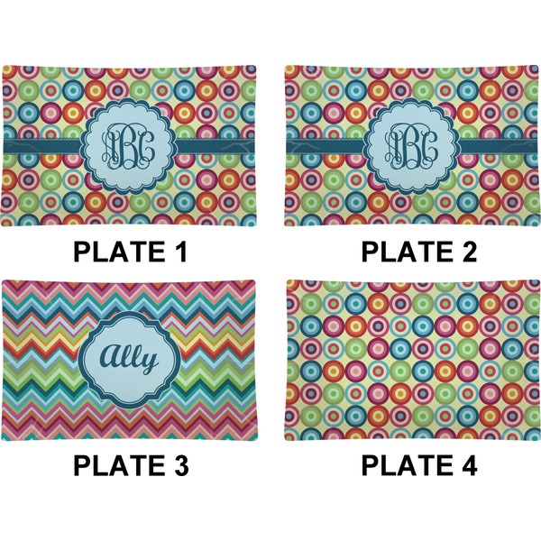 Retro Circles Set of Rectangular Dinner Plates (Approval)