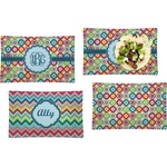 Retro Circles Set of 4 Glass Rectangular Lunch / Dinner Plate (Personalized)