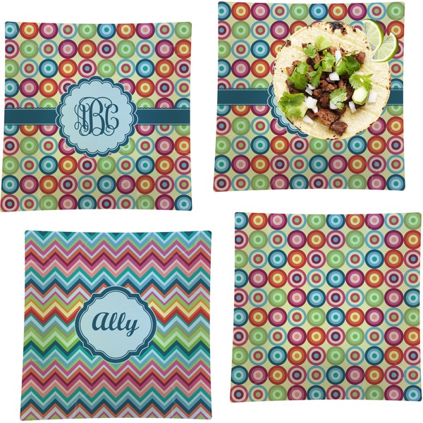 Retro Circles Set of Square Dinner Plates