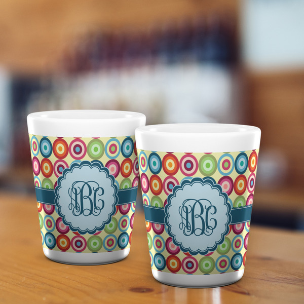 Retro Circles Shot Glass - White - LIFESTYLE