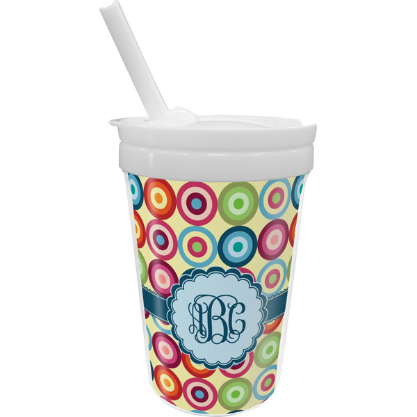 Custom Retro Circles Sippy Cup with Straw (Personalized)