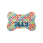 Retro Circles Bone Shaped Dog Food Mat (Small) (Personalized)