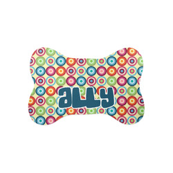 Retro Circles Bone Shaped Dog Food Mat (Small) (Personalized)