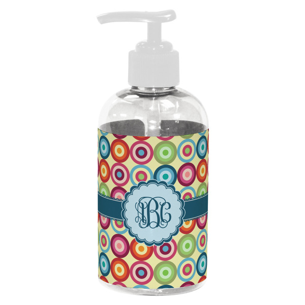 Custom Retro Circles Plastic Soap / Lotion Dispenser (8 oz - Small - White) (Personalized)