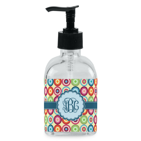 Custom Retro Circles Glass Soap & Lotion Bottle - Single Bottle (Personalized)