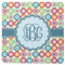 Retro Circles Square Rubber Backed Coaster (Personalized)