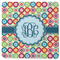 Retro Circles Square Rubber Backed Coaster (Personalized)
