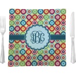 Retro Circles 9.5" Glass Square Lunch / Dinner Plate- Single or Set of 4 (Personalized)