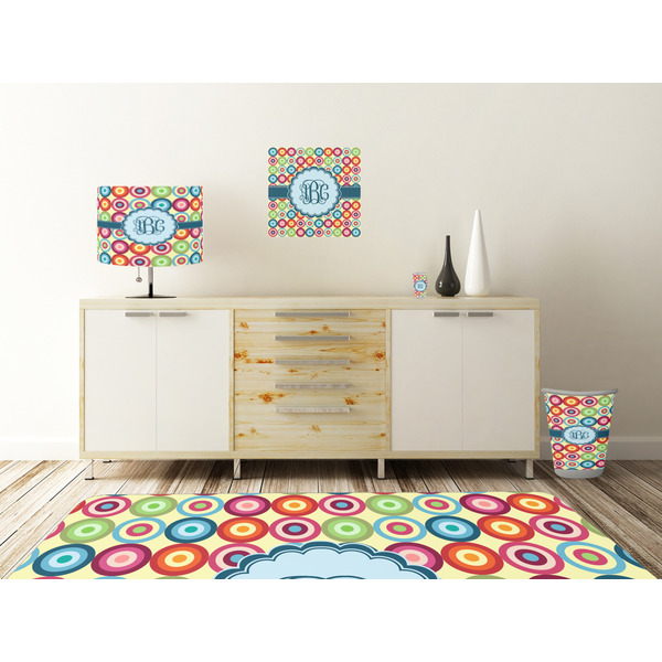 Retro Circles Square Wall Decal Wooden Desk