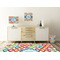 Retro Circles Square Wall Decal Wooden Desk