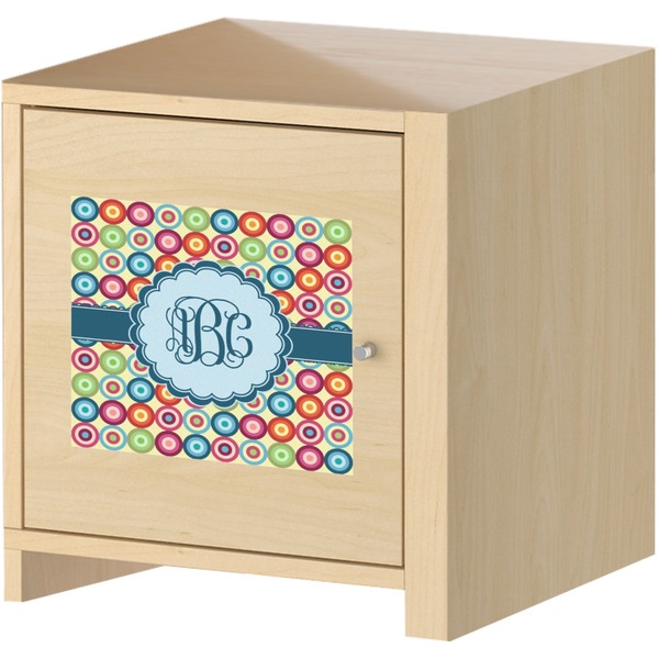 Retro Circles Square Wall Decal on Wooden Cabinet