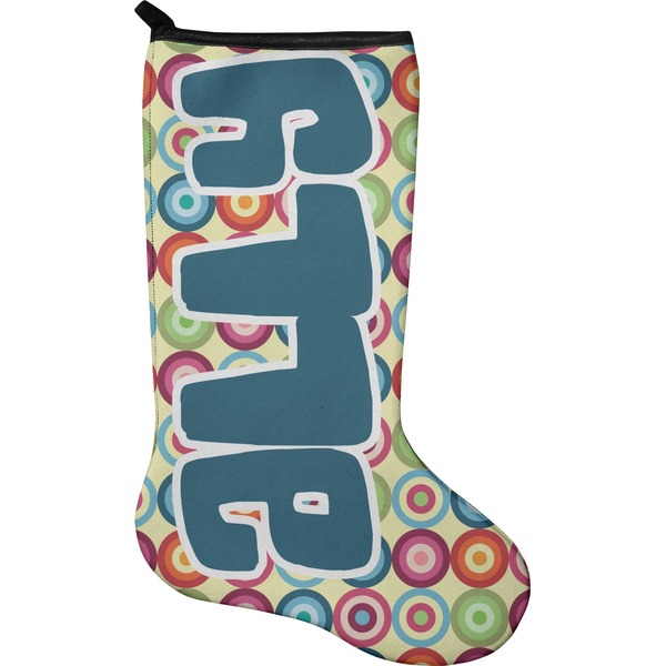 Custom Retro Circles Holiday Stocking - Neoprene (Personalized)