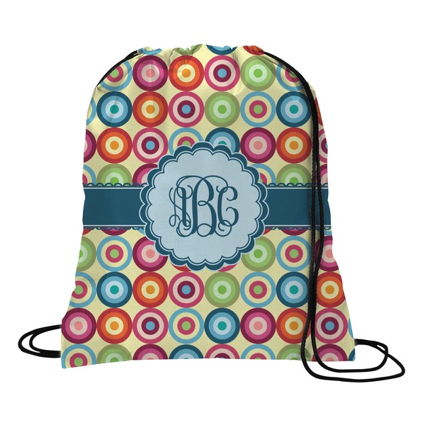 Custom Retro Circles Drawstring Backpack - Large (Personalized)