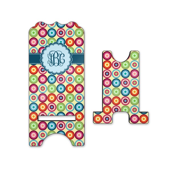 Retro Circles Stylized Phone Stand - Front & Back - Small